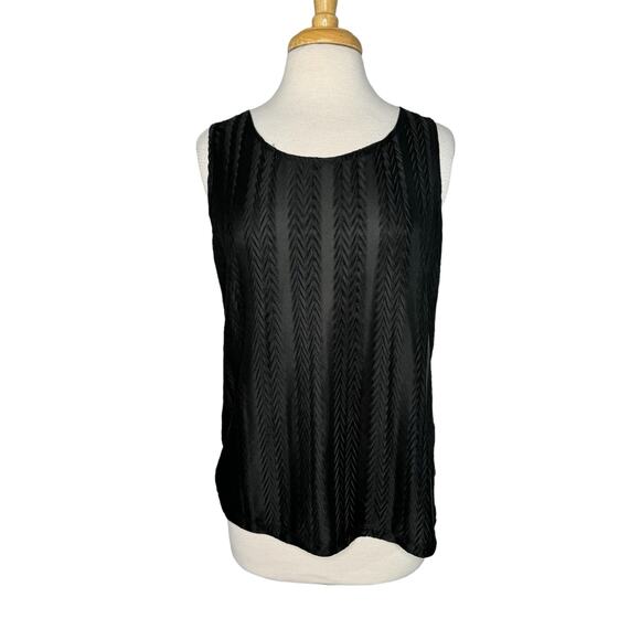 CHICOS ADDITIONS Black Chevron Stripe Lightweight Sleeveless Top Sz Medium (1) - Picture 1 of 8